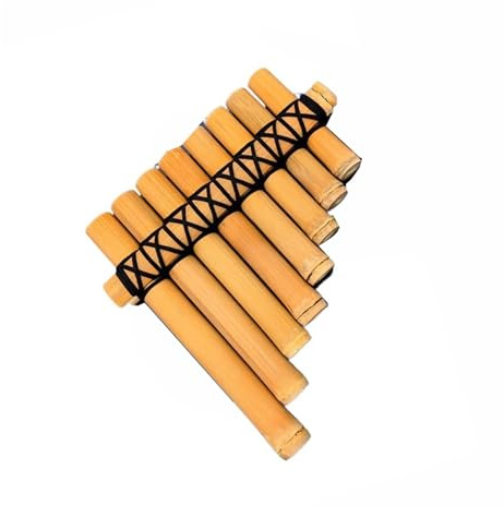 Panflöte aus Bambus 8-Röhren-Panflöte aus Bitterbambus mit Leder-Bambus-Gelenkrücken, natürliches, originales ökologisches Instrument, Mini-G/C-Stimmung(G)