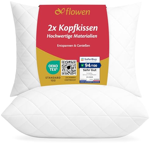 Cuscini Letto Coppia di Guanciali 50x70 per Dormire Imbottitura Standard Antiacaro Anallergico Traspirante Rettangolare per Matrimoniale Singolo con Federa Trapuntata Lavabile