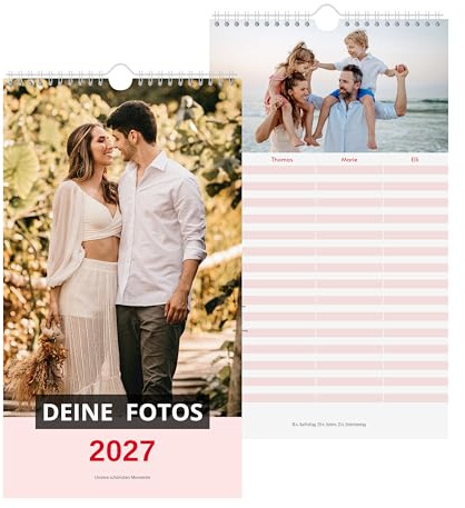 PrintPlanet® - Personalisierter Familienplaner 2027 mit eigenen Fotos bedrucken - Fotokalender mit eigenen Bildern selbst gestalten