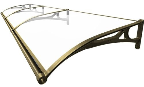 Hochwertige Aluminium-Markise für Tür und Fenster mit stoßfester Polycarbonatplatte, 60 x 120 cm, Schutz vor Regen und UV-Strahlen, unsichtbares Design