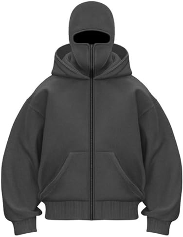 OLIPHEE Herren Kapuzenpullover Winter mit Sturmhaube Casual Hoodie Herren mit Reißverschluss und Tasche Winddicht Warme Jacke Herren Sweatshirt Locker