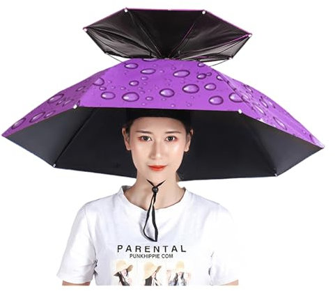 Vllentin Chapeau Parapluie,Chapeau Parapluie Double Couche,Chapeau de Parapluie de Pêche,Parapluie Parasols Chapeau,Jardinage Parapluies Chapeau,Portable,pour Pêche,Jardinage,Photographie,Camping