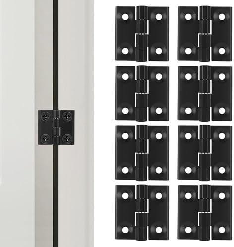 8 Stück Scharniere Klappbar, Verbinder Scharniere Schwarz, Klappscharnier Schwerlast, Edelstahl Scharniere Verbinder, Türscharniere für Holztüren Fenster Schränke Gartentor Tür Scharnier Set