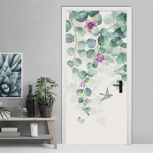3D Türtapete Selbstklebend Pflanze Hinterlässt Blumen 77 X 200 Cm Diy Wandbild Pvc Wasserdicht Pvc Türtattoos Türposter Türaufkleber Fototapete Türfolie Für Tür,Wohnzimmer,Schlafzimmer-44549370619704