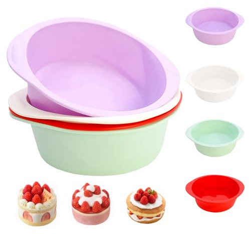 Moule Gâteau Silicone, Set de 4 Moule Patisserie 19.5 * 17.5 * 5.5cm Antiadhésifs Moule Gateau Moule Silicone Air Fryer Convient aux Four Micro-ondes et Air Fryer