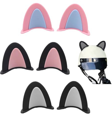 Sikweny 3 Pièces Deco Casque Moto Petit et Portable Oreille de Chat Durable et Flexible Moto Accessoire Belle et Mignonne pour Vélo VTT Snowboard Skateboard Moto Scooter Voiture électrique