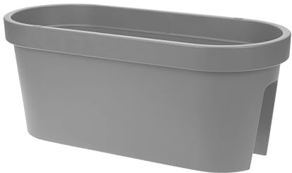 mucHome Geländer Balkonkasten 60x26x25 cm – Blumenkasten Pflanzkasten Blumentopf - Blumenkübel für Balkon & Terrasse (Grau)