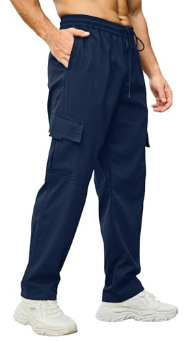 CTU Mens Cargo Trousers Casual Tactical Work Pants with Multi Pockets | Durable & Breathable, Lightweight, Drawstring Elastic Waist, Workout Joggers, Stretch Sweatpants