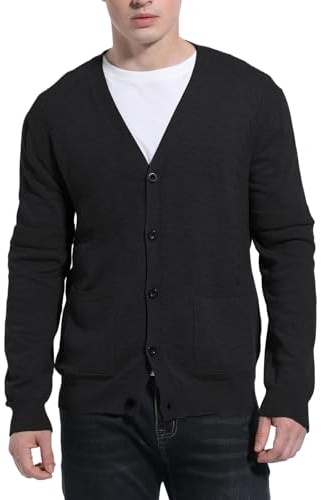 VanKee Cardigan da Uomo Maglieria Scollo V Cardigan con Tasche Cotone a Maniche Lunghe Maglione Elegante e Casual Giacca Leggera per Ufficio e Appuntamenti Taglie S-XXL