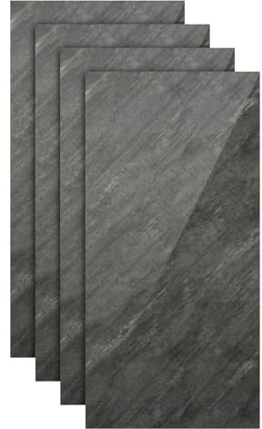 Hebitod Wandpaneele Marmoroptik, PVC-Wandverkleidung 120 * 60 cm, wasserfeste 3D-Dekorpaneele für Küche, Bad, 4er-Pack, Grau YB001