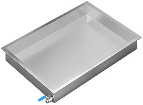 Aire Acondicionado, Bandeja de Goteo Rectangular de Acero Inoxidable Engrosado, con válvula de Drenaje, Apto para Cocina, Base de Aire Acondicionado, Planta de Aceite (100 x 60 x 1