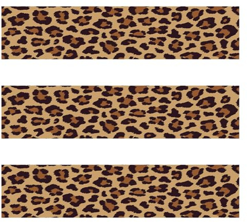3pz Leopardo Ghepardo Stampa Strisce Bordo Torta Commestibili, 28x6,2cm per Foglio Immagine Decorazione Laterale Torta Bordi Carta Riso Glutinoso per Decorazione Festa Compleanno Donne