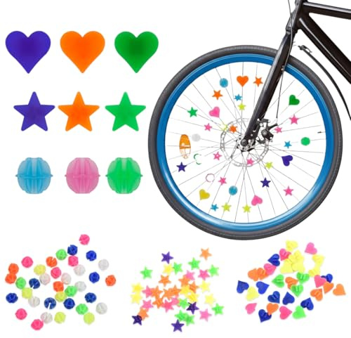 JIRVEX 210 Stück Fahrradspeichen Dekoration Kinder Fahrrad Zubehör reflektierend Speichenperlen Speichenklicker für Mädchen Jungen