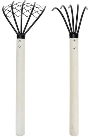 Toyvian Rastrillo para Mariscos Mango de Madera y Garras de Hierro, Herramienta Manual para Excavar Conchas y Otros Artículos Esenciales de Playa, Paquete Doble para Uso en Exteriores