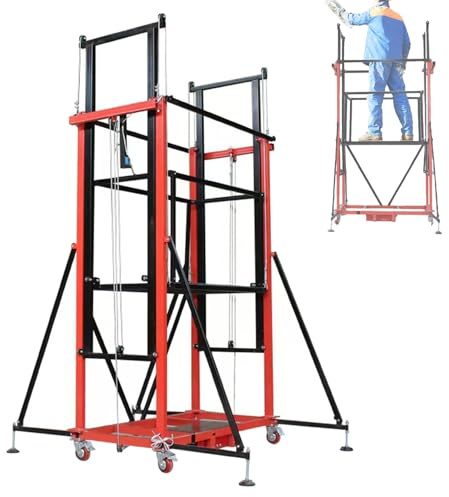 Plataforma de andamio móvil eléctrica, mesa elevadora de andamio, elevador multifuncional plegable móvil, carga máxima de 300 kg, plataforma de trabajo elevada con control remoto, para obras de