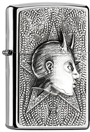 Zippo 200 PL Devil Female Emblem Benzinfeuerzeug, Messing, Chrom gebürstet, 1 x 3,5 x 5,5 cm