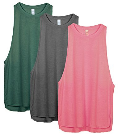 icyzone Damen Sporttop Locker 3er Pack - Leichte Yoga Fitness Oberteil | Sport Tank Top für Damen, Racerback und Großzügige Armausschnitte, Natürlich Weich, Atmungsaktive