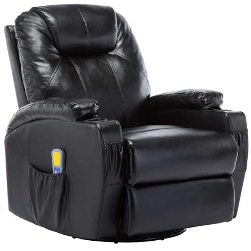 vidaXL Massage-Schaukelsessel Schwarz Kunstleder