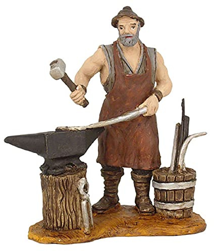 Acan Tradineur Figurine de forgeron pour crèche de Noël 8 cm, durexine, figurine décorative naissance, métiers, crèche, Noël, décoration traditionnelle