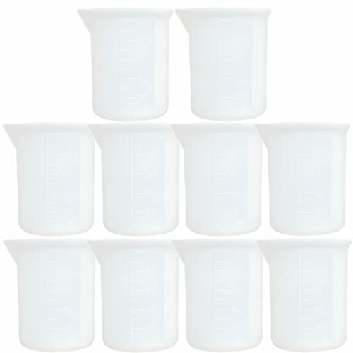 10 vasos medidores de silicona para resina epoxi, 100 ml, antiadherentes, para mezclar DIY