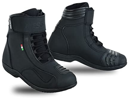 BI ESSE Schuhe für Motorrad, Roller, Stadt, Reise, aus Leder, mit Schnürung, Schwarz , 43 EU