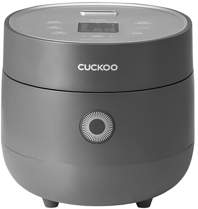 CUCKOO Micom Rice Cooker 13 Menu Options: White, GABA, Porridge, Baby and More, Fuzzy Logic Tech, 6 Cups/1.5 Qts. (Uncooked) CR-0675F Grey