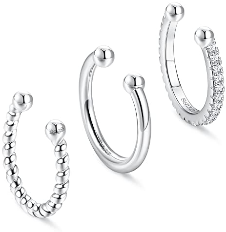 ORAZIO 3Pcs S925 Sterling Silber Ear Cuffs für Damen Ohrklemme Non-Piercing Minimalist Fake Helix Knorpel Ohr Manschette Ohrringe Clip On Wrap Ohr Schmuck Set Silber