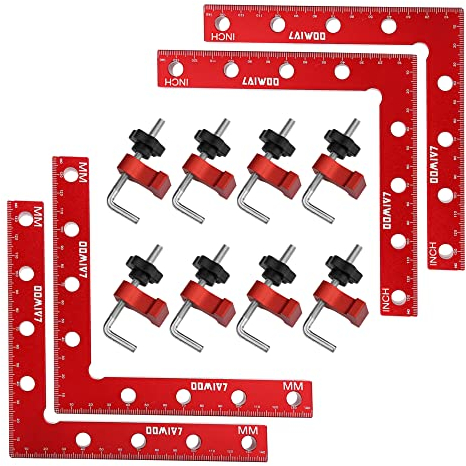 LAIWOO 90 Grad Positionierwinkel Klemme 140mm/5,5 Zoll, 8 Paare Befestigungsclips, Messwinkel Winkel Klemme für Zimmermannswerkzeug, L-Type Eckklemme für Boxen Bilderrahmen Regalschränke