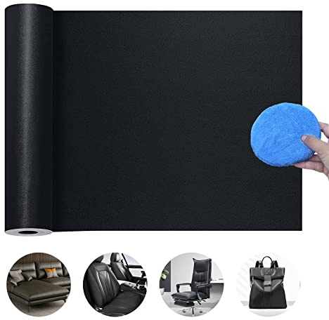 Selbstklebendes Lederreparaturflicken – große Lederflicken für Möbel, DIY Vinyl Leder Reparaturband Kit für Couches, Autositze, Motorradsitze, Stühle, Tasche (schwarz)
