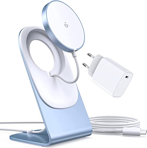 Cargador mag-Safe, Cargador inalámbrico con estación de Carga para, estación de Carga inductiva, de inducción magnética, rápido inalámbrico Compatible con iPhone 16/15/14 Azul