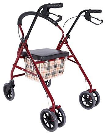 NATWEE Walker,Medical Rolling Walker Foldable, Drive Rollator Walker mit Sitz, 4-Rad-Mobilitäts-Gehhilfen, Doppelbremssystem, für das Gehen von Senioren verwendet,Rot It's so Kind of You