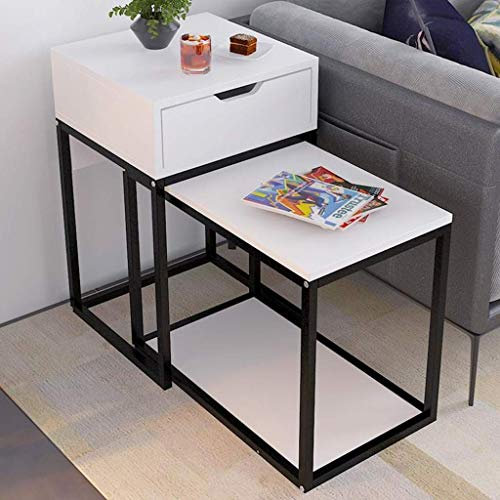 Table basse exquise Table d'appoint Table d'appoint Table d'appoint Table à thé Table basse 2-Pack, ensemble de table d'appoint en bois de noyer Columbia Table de canapé en bois avec table d'appoint d