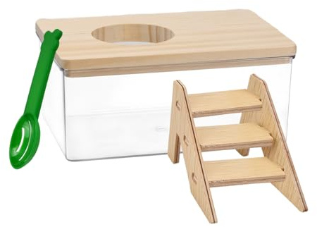 Bagno per criceti, Bagno di sabbia per criceti con scala e pala, Contenitore per bagno di sabbia per criceti Accessori per criceti Doccia in acrilico trasparente per criceti dorati Criceti nani