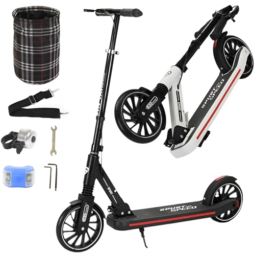 GHBXJX Scooter Cityroller mit Big Wheel 200mm & Tragegurt, Klappbar Kickscooter, Stoßdämpfer | Höhenverstellbar, Stoßdämpfer Tretroller Kinder Scooter für Jungen und Mädchenab 5y,Schwarz