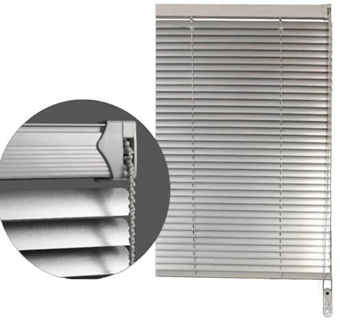 NIANXINN Alu Jalousie Aluminium Fensterjalousie,25mm Metall-Lamellen,Tür Fenster Verdunkelungsrollos,Silber,Sichtschutz Sonnenschutz,Anpassbar Farbe/Größe,Breite × Höhe (50cm x 150cm)