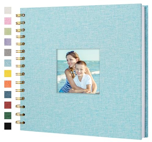 Scrapbook Fotoalben Leineneinband,20,5x20,5 cm,40 Seiten,Hellblau