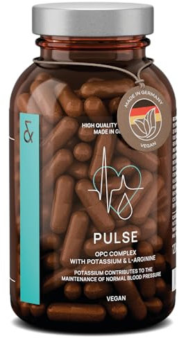 Blood Pressure Supplement - Grape Seed Extract with 650mg OPC per Daily Dose, L Arginine, Black Garlic & Potassium - 120 Capsules