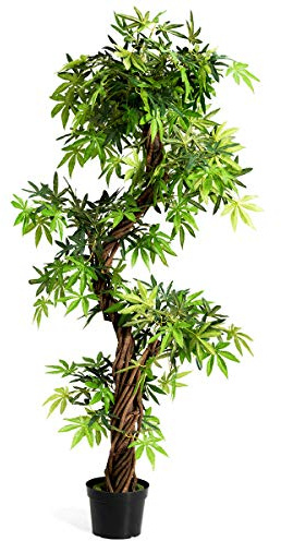 GOPLUS Árbol Artificial en Maceta 160CM Altura, Arte Floral Faux Bonsai Decoración Plástica, Simulación de Paisaje Decoración Interior o Exterior