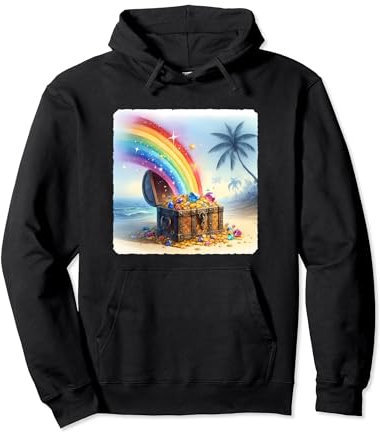 Regenbogen taucht aus der Schmucktruhe am Strand auf. Schatz Pullover Hoodie