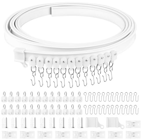 Apritsce Flexible Gardinenschiene, 3M Gardinenschiene 1 Läufig mit Stummen Rollen für Vorhänge, Duschvorhang Schiene, Vorhangschiene für Fenster Vorhänge Raumteiler Schienenvorhangsystem