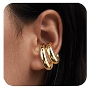 ALEXCRAFT Ear Cuff Donna Orecchini Senza Buco Donna Orecchini Finti Ear Cuff Acciaio Inossidabile a Clip Cerchi Spessi Grandi Da Orecchie Chunky Senza Buco Cartilagine