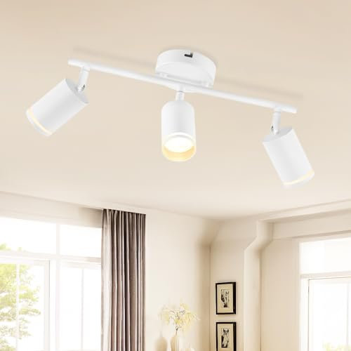 GeyouLux LED Ceiling Spotlight 3 Way, GU10 Spotlights Ceiling Lights Rotatable, Modern White Ceiling Spots for Kitchen Bedroom Living Room, Bulb Not Included
