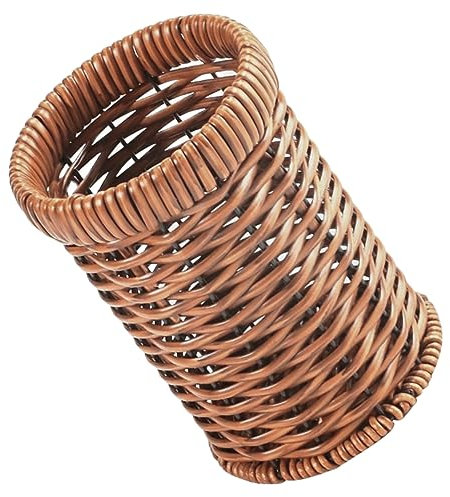 TOPBATHY Rustic Rattan Woven Cutlery Organizer Flatware Holder Countertop Silverware Storage Basket Tabletop Utensil Holder for Kitchen