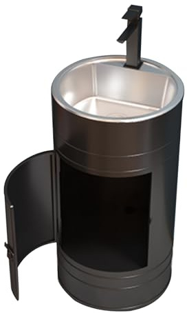 GOCHUSX Freistehendes Standwaschbecken, Freistehendes Waschbecken, Edelstahl-Einzelspülbecken Mit Wasserhahn, Einteiliges Standwaschbecken Für Badezimmer, Außenbereich(Schwarz,B-45x85cm)