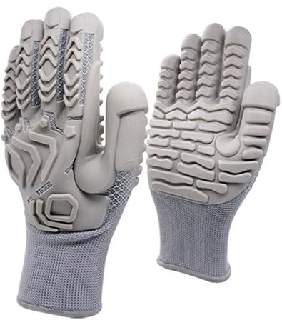 DETPWVWB Shock-Absorbing Anti-Vibration Gloves for Drilling, Mining, Forestry, and Logging - Non-Slip, Wear-Resistant Labour Protection Gloves(Gray)
