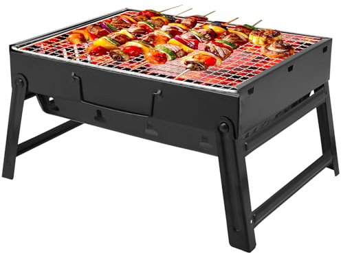 Griglia BBQ - barbecue carbonella portatile e pieghevole per esterni - Griglia da picnic, da campeggio, da viaggio, mini griglia (35 x 26 x 20 cm)