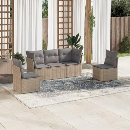 Gartenmöbel-Set für den Außenbereich, 5-teilig, mit schwarzen Poly-Rattan-Kissen, Outdoor-Garten-Sofa-Set, Lounge-Set, Garten-Lounge-Set, Outdoor-Loveseats Type3249185