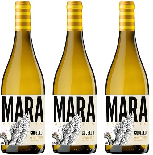 Mara Martín - Vino Blanco Godello | DO Monterrei | Aroma a manzana y flores silvestres | Fermentado en acero inoxidable | 13% Vol | Servir a 6-8ºC - Pack 3 Botellas 75cl