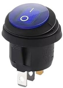 Mini interrupteur à bascule LED rond étanche for bateau, 3 broches, KCD1, bouton marche/arrêt, 12 V/220 V(Blue,100PCS_220V)
