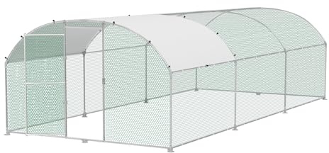 XMTECH Hühnerstall 3×6 m, Metall-Freilaufgehege mit PE-Dach für Garten | Verzinkter Stahlrahmen, abschließbare Tür, UV-Schutz, bogenförmige Konstruktion, für Hühner, Enten, Kaninchen, pflegeleicht